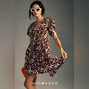 NWT Size XS - By Anthropologie Robin Tiered Mini Dress in Orange